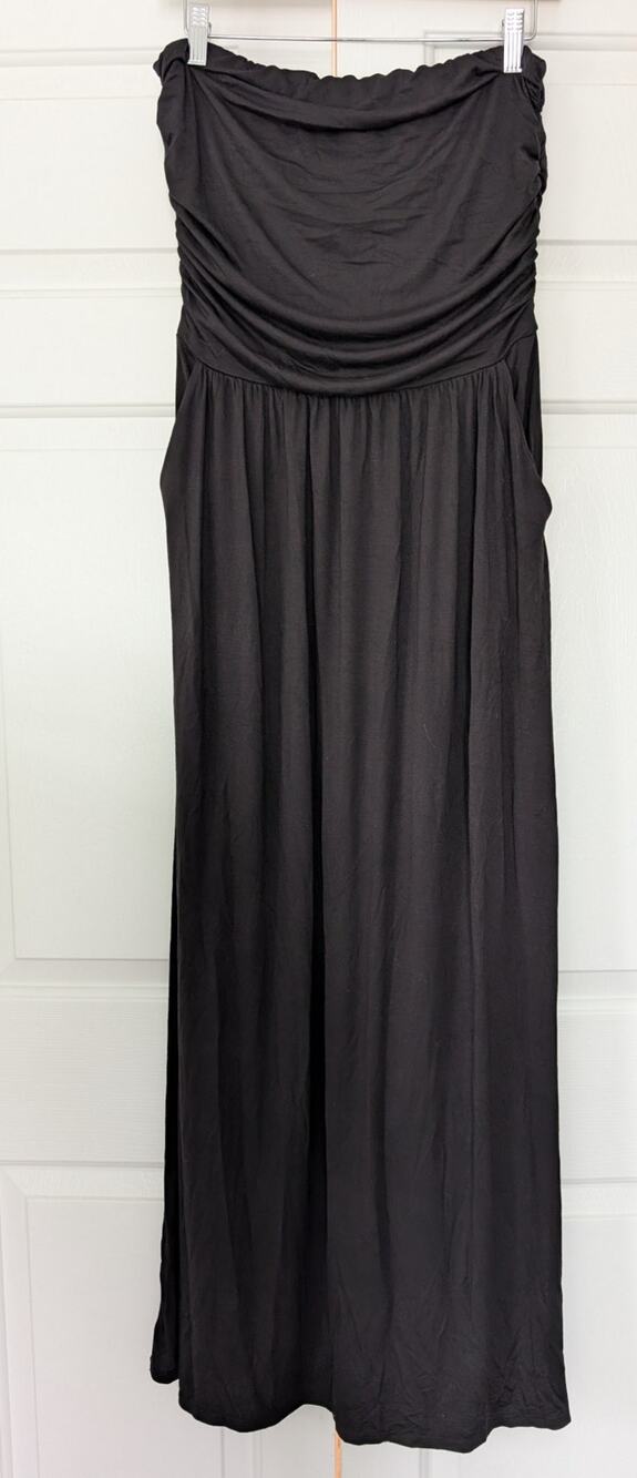 Belle Beach By Kim Gravel Strapless Black Maxi Dress Coverup
